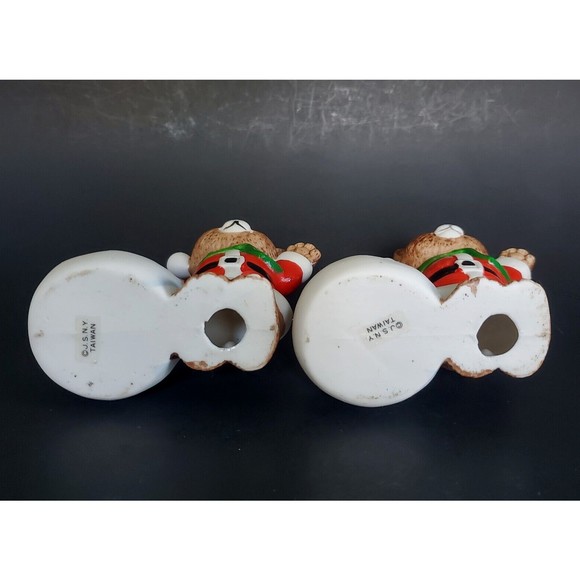 JSNY Holiday Friends Teddy Bear Santa Christmas Candle Stick Holders Vtg Taiwan - Picture 4 of 7
